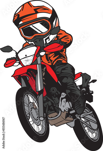Biker speeding motorcycle racer cartoon vector