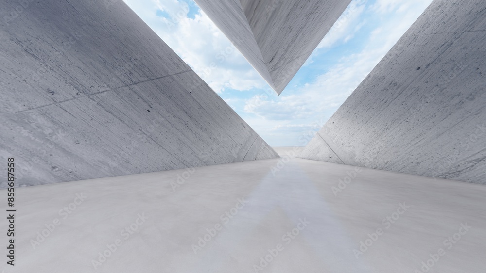 Fototapeta premium Architecture background geometric arched interior 3d render