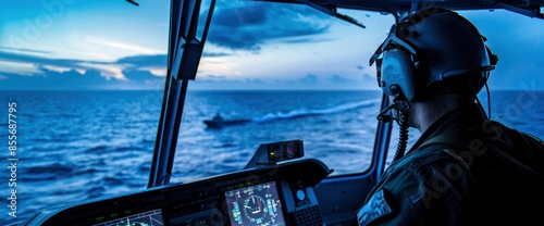 A Pilot Operating A Patrol Aircraft On A Maritime Surveillance Mission, Monitoring Sea Lanes For Security Threats