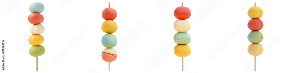 Set of Dango Japanese Rice Dumplings On Skewers , ui app food, isolated ...