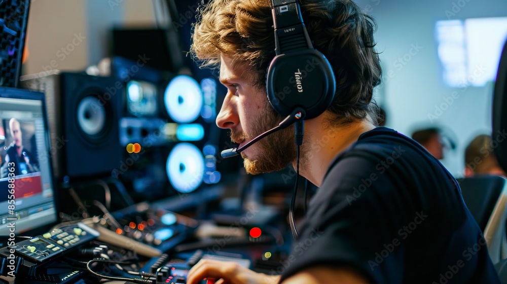 Sound engineer working on the independent cinema production