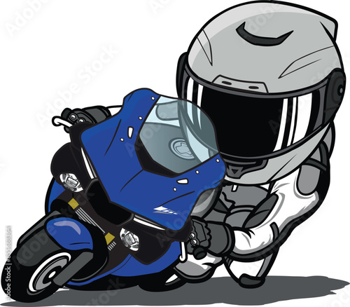 speeding motorcycle racer cartoon vector