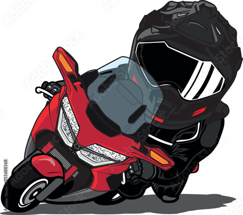 speeding motorcycle racer cartoon vector