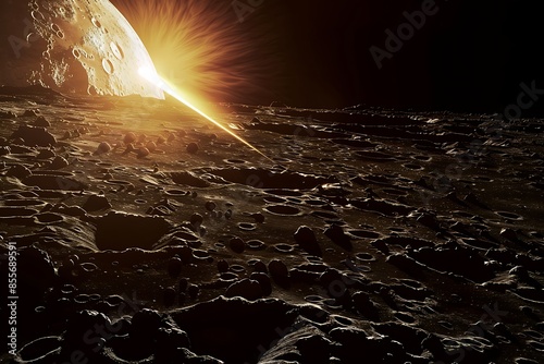 A Xenon flare lighting up the dark side of a moon