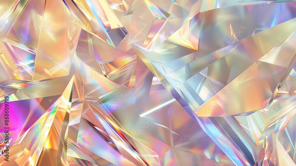 Vibrant crystal cluster in digital art shines brightly with captivating rainbow sheen Vibrant crystal cluster in digital art shines brightly with captivating rainbow sheen