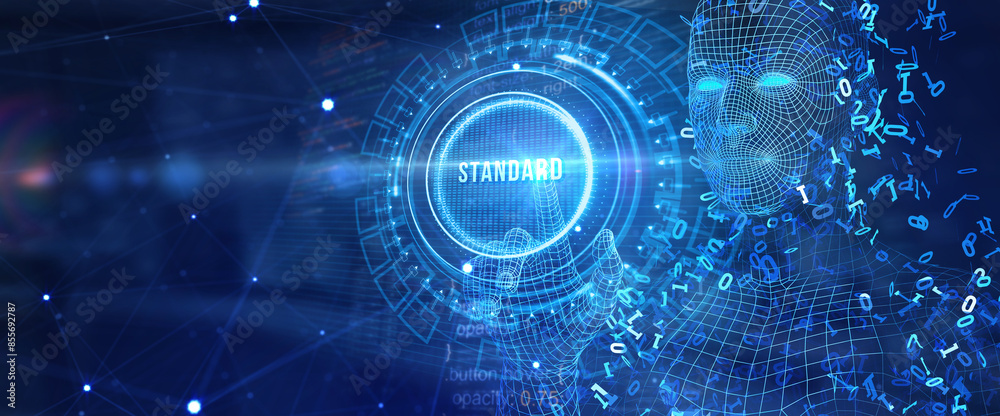 Fototapeta premium Standard quality control. Certification. Business, technology, internet and networking concept. 3d illustration