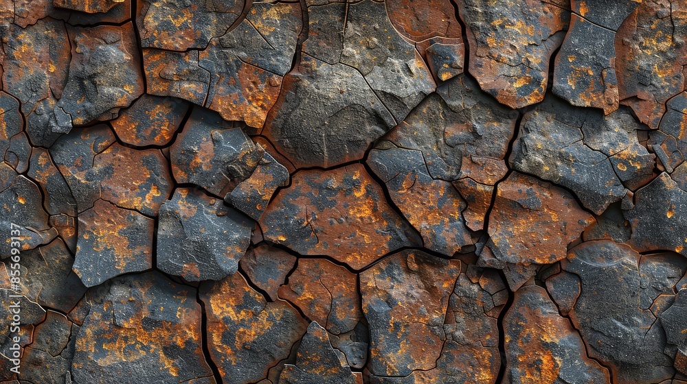 Rusty texture covers weathered metal surface Rusty texture covers weathered metal surface
