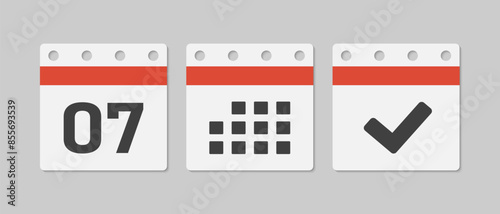 Vector icon page calendar - 7 day, agenda, done