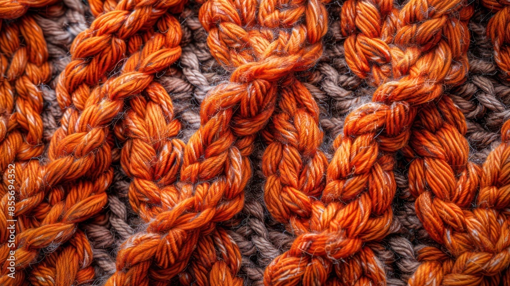 A knitted sweater with orange and brown yarn A knitted sweater with orange and brown yarn