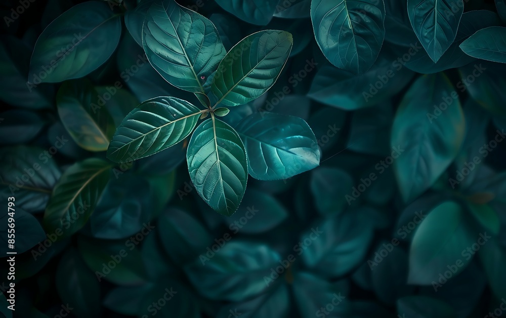 A close up of a dark green leaf