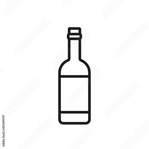 Wine bottle simple outline icon. Vector illustration with editable stroke. Minimalist pictogram for decoration, design, logo template, mobile app, web. Alcoholic drinks and bar establishment concept