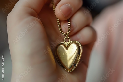 cropped photo of someone holding a small heart locket,