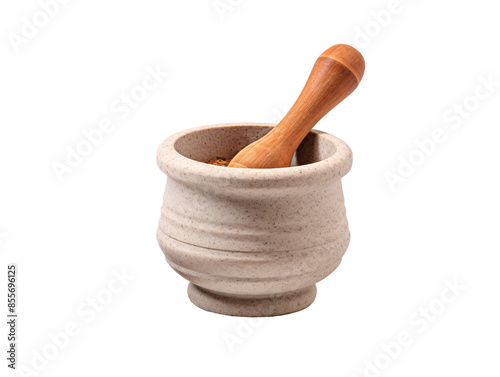 a mortar and pestle with a wooden pestle