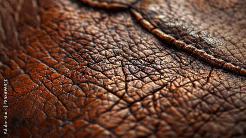 The leather is brown and has a rough texture The leather is brown and has a rough texture