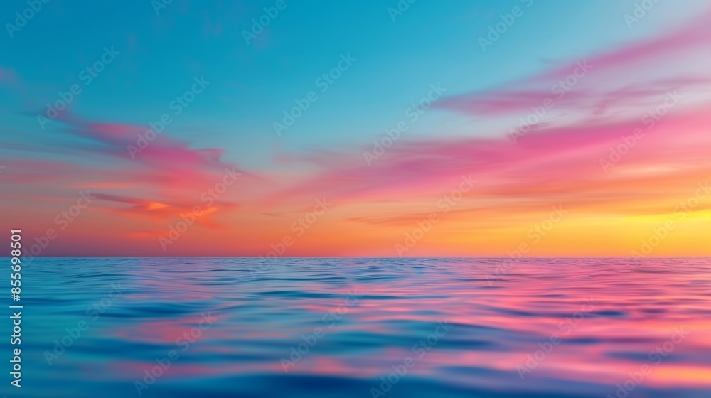 calm ocean water reflecting pink sunset sky. calm ocean water reflecting pink sunset sky.