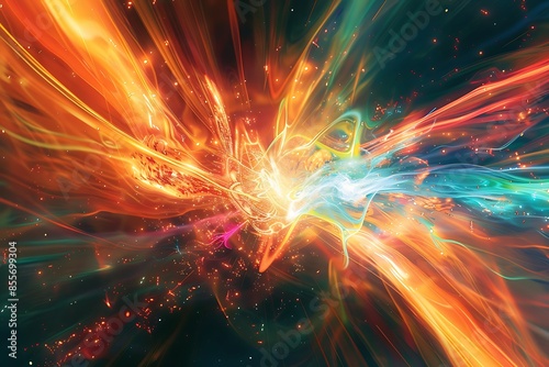 An abstract representation of the zenith point in a cosmic event, with vibrant energy pulses