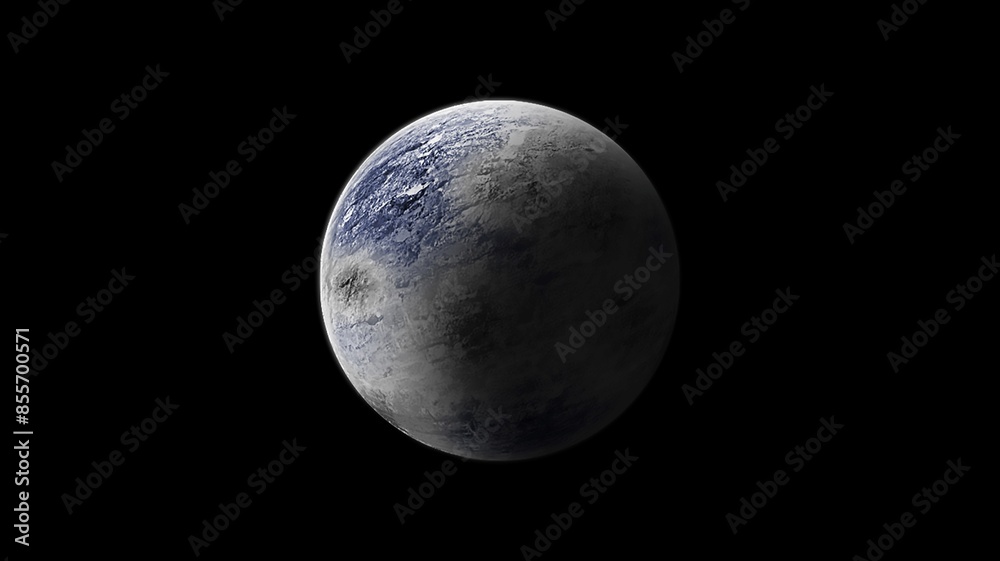 3d illustration of icy and rocky planet entirely covered by ice in deep space 3d illustration of icy and rocky planet entirely covered by ice in deep space