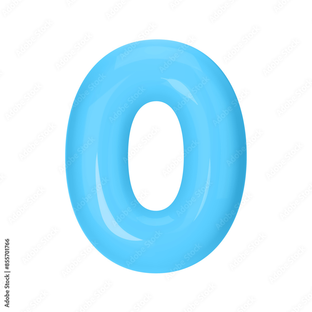 Numeral 0 - Blue Plastic Balloon Number zero Isolated on White Background. 3D Style Vector Illustration Numeral 0 - Blue Plastic Balloon Number zero Isolated on White Background. 3D Style Vector Illustration