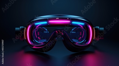 Technology VR virtual reality glasses cyberpunk digital device. AI generated image