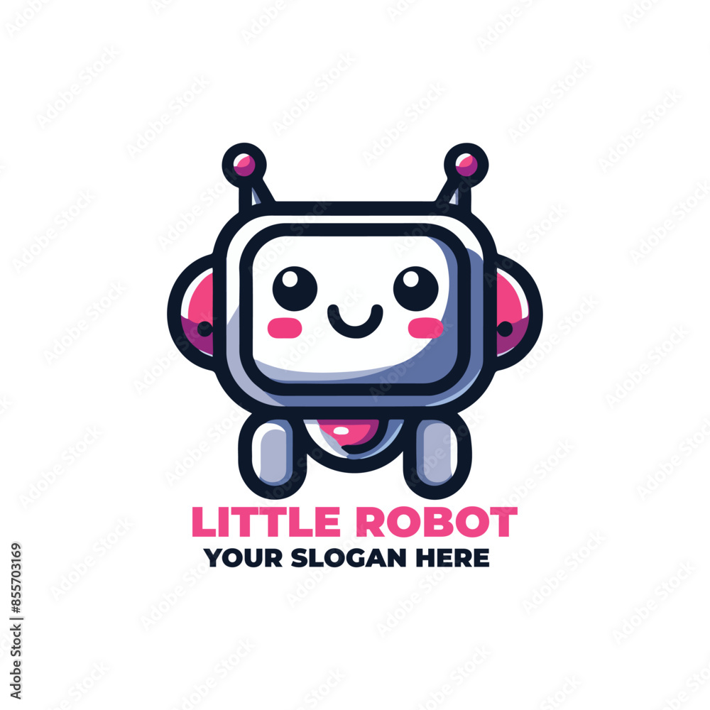 Cute Little Robot Logo Design Cute Little Robot Logo Design
