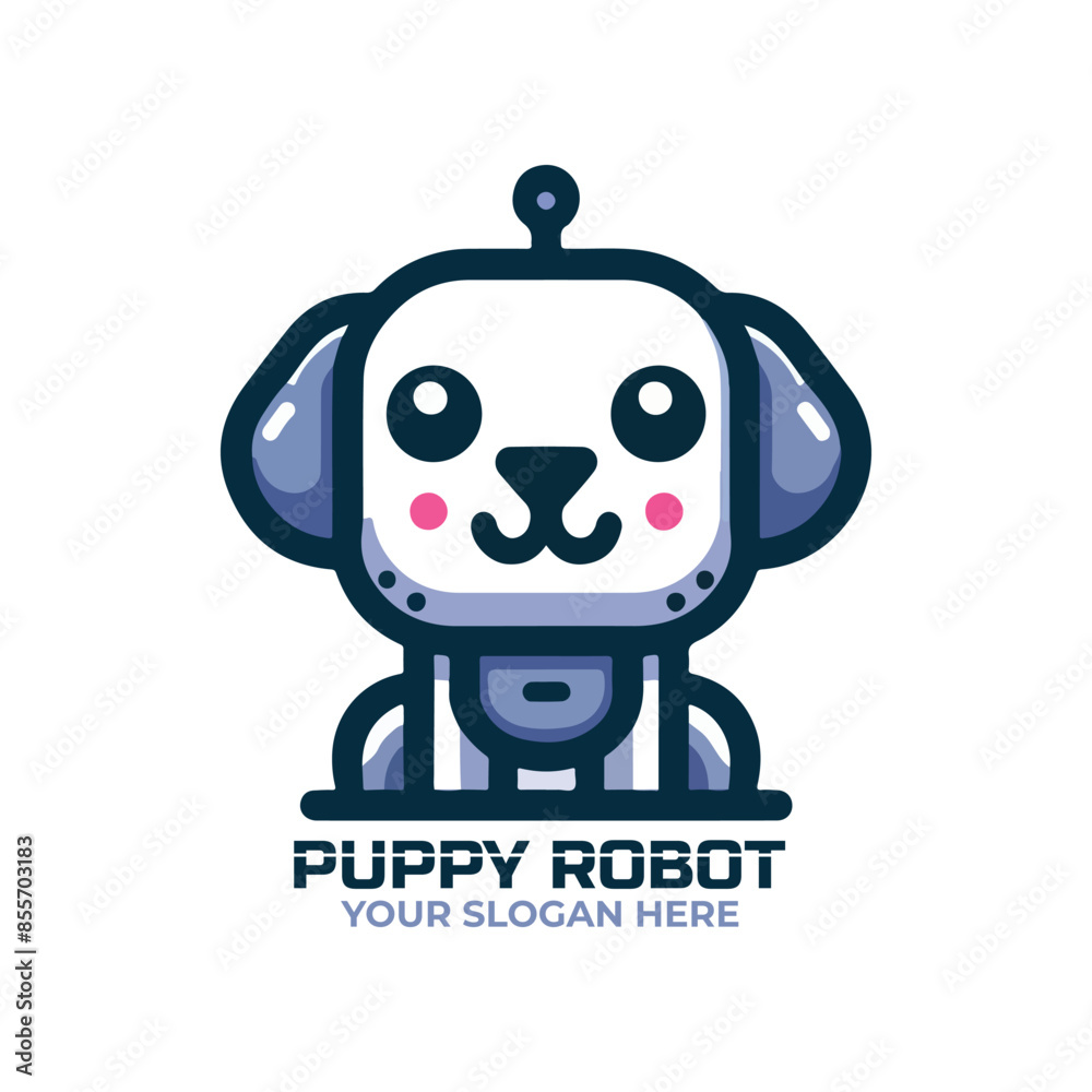 Cute Little Puppy Robot Logo Design Cute Little Puppy Robot Logo Design