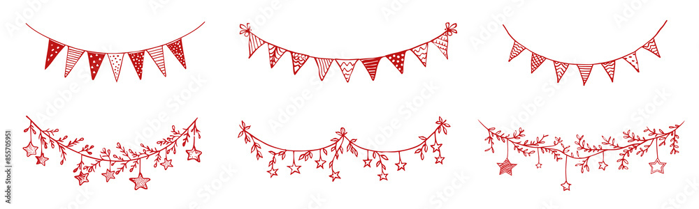 Obraz premium Hand drawn border ornament png element set on transparent background