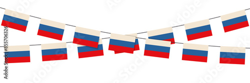 Russian bunting flags festive party decoration. Vector illustration isolated on white background.