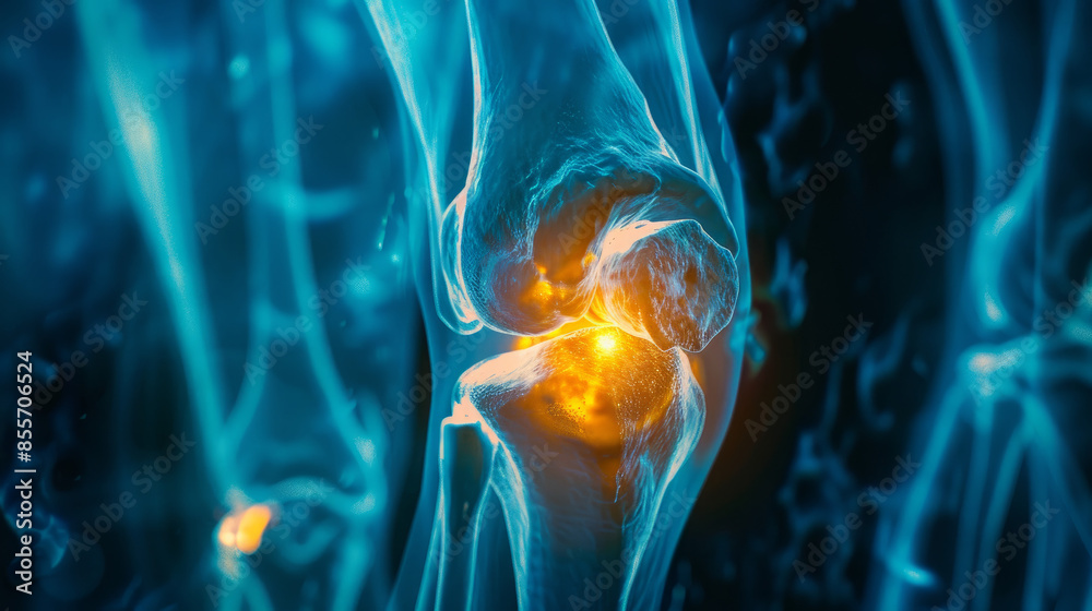 A picture of your knee joint taken with special rays shows that there is a damage to the bone of the knee. A picture of your knee joint taken with special rays shows that there is a damage to the bone of the knee.