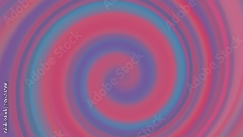 Groovy retro background with gradient swirling spiral wave in vivid reddish pink, light blue, soft purple, cerise colors. Abstract geometric backdrop 8K 16:9 for poster, cover. Blurred curved stripes