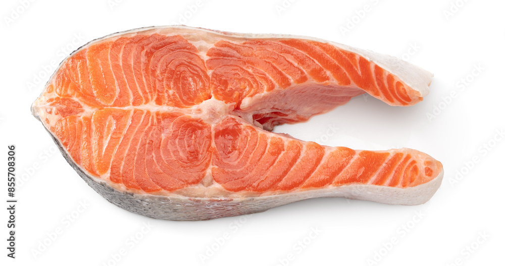 slice of raw fish, salmon, trout, steak, isolated on white background, clipping path slice of raw fish, salmon, trout, steak, isolated on white background, clipping path