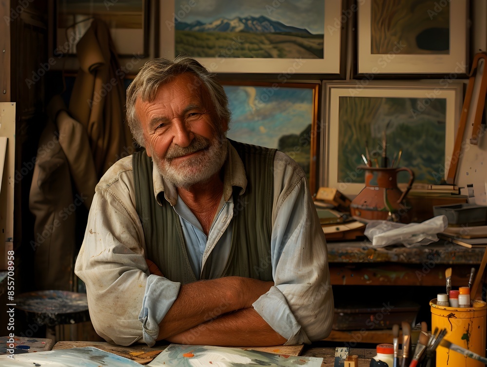 Captivating Painter Portrait Showcasing Creativity and Passion for Visual Expression Captivating Painter Portrait Showcasing Creativity and Passion for Visual Expression