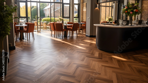 Natural wood texture. Luxury Herringbone Parquet Flooring. Harwood surface. Wooden laminate background photo