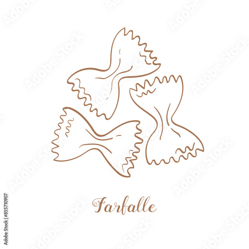 Farfalle pasta illustration. Vector sketch. Traditional Italian food. Hand-drawn image. Isolated icon