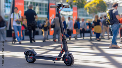 E-Scooter Roller in der Stadt abgestellt Generative AI © Imagecreator