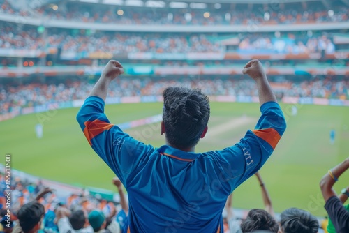 a cricket fan enjoying in the match