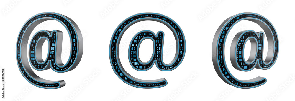 Digital At-Sign 3D icon at different angles. Digital At-Sign 3D icon at different angles.