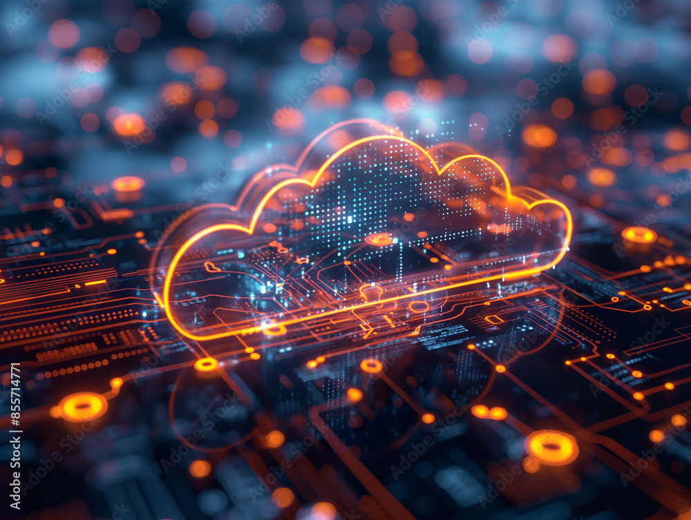 A computer chip with a cloud on it A computer chip with a cloud on it