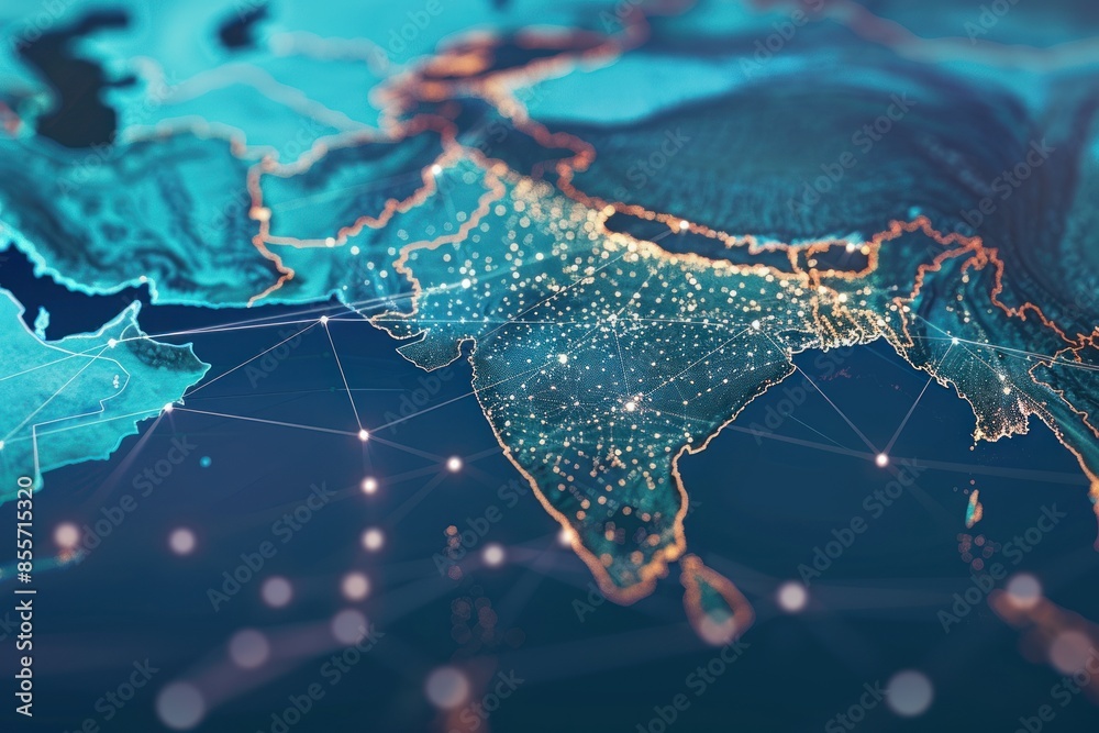 custom made wallpaper toronto digitalblue illuminated map of india connect to other countries