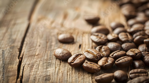 coffee beans on wood background