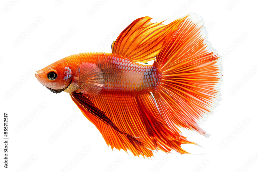 Fototapeta premium Orange Betta Fish with Flowing Fins