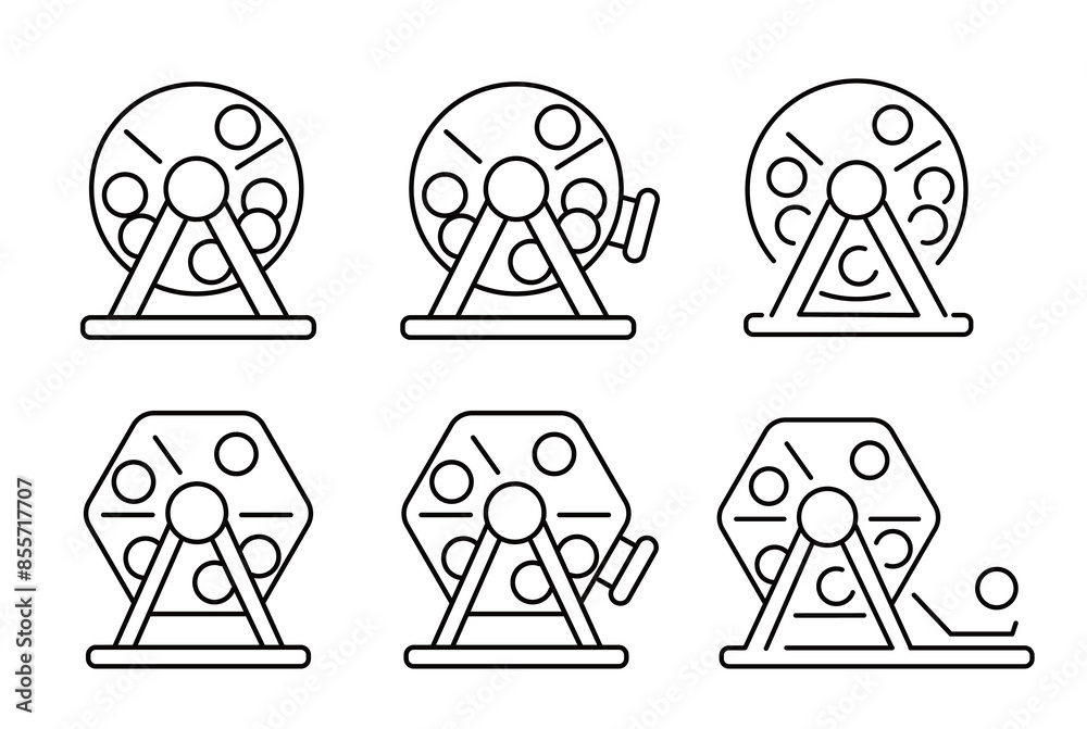 Editable Vector Icon Set: Lottery Draw, Prize Money, Victory Editable Vector Icon Set: Lottery Draw, Prize Money, Victory