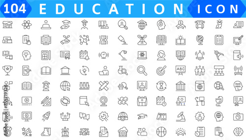Back to school icon set with 50 different vector icons related with education, success, academic subjects and more. Editable stroke for your own needs