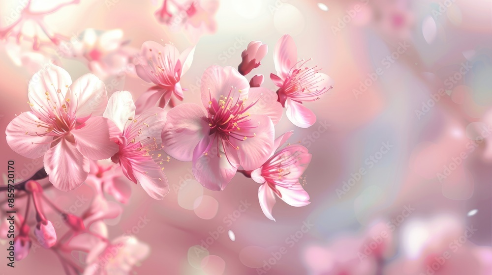 Cherry Blossom on a Blurred Background
