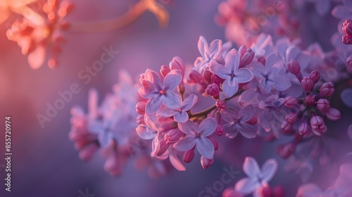 Blooming Hungarian lilac syringa josikaea flowers in close up view photo