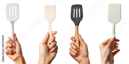 hand holding a spatula isolated on a transparent background