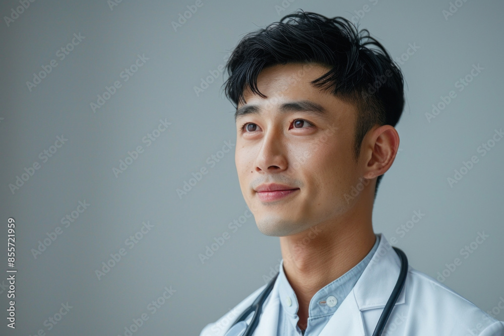 Professional doctor in white coat with stethoscope on white background Professional doctor in white coat with stethoscope on white background