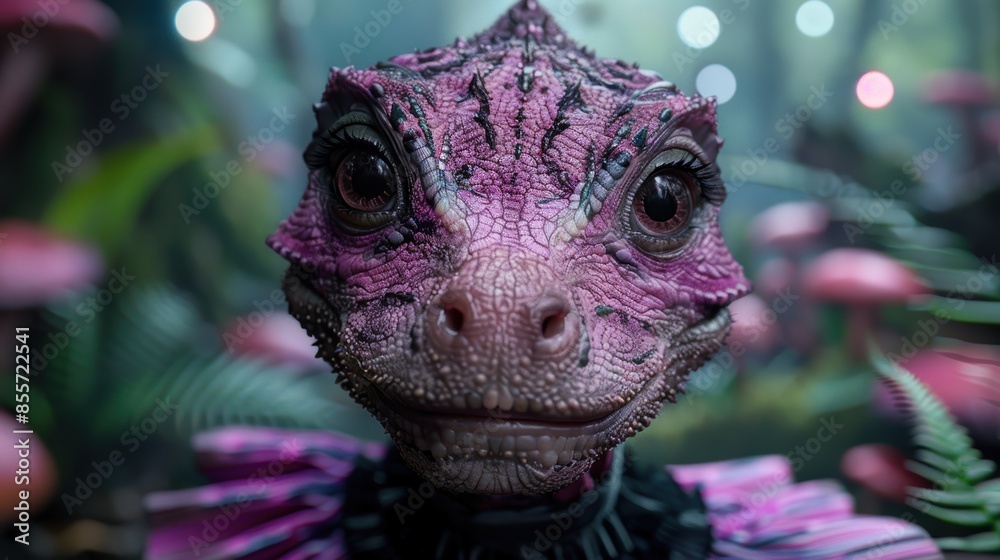 close-up of a vibrant purple chameleon close-up of a vibrant purple chameleon