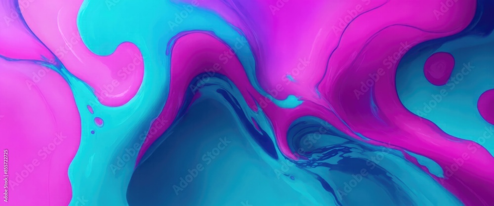 Cyan and Magenta, Blue Colors Liquid Paints Cyan and Magenta, Blue Colors Liquid Paints