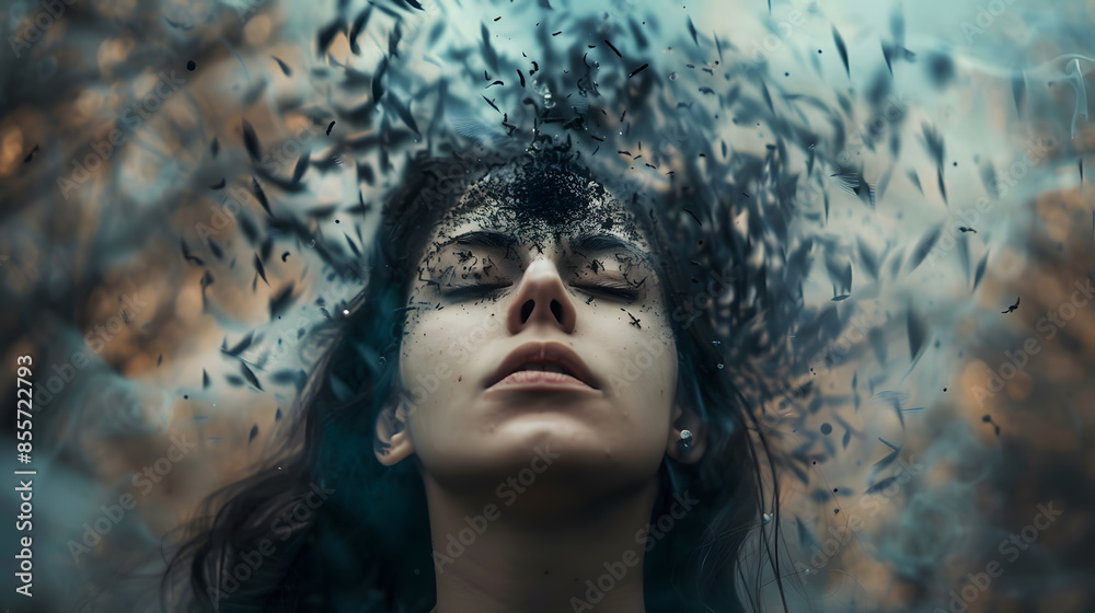 Portrait of a woman, mental health concept