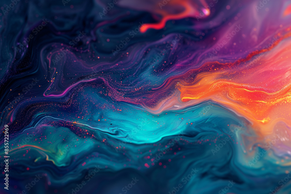 Fototapeta premium Colorful abstract wallpaper inspired by the Northern Lights, swirling & mesmerizing patterns of vibrant colors spread across the sky. Aurora Borealis Whispers abstract wallpaper concept banner design
